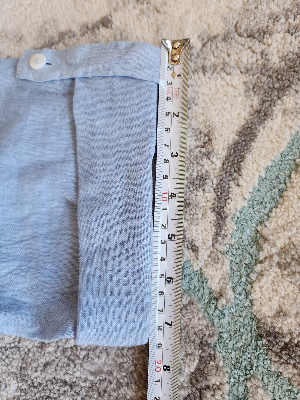 Milio Milano 100% Linen Front Tie Button Shirt Cottagecore, Blue S/M Vacation - Picture 12 of 14